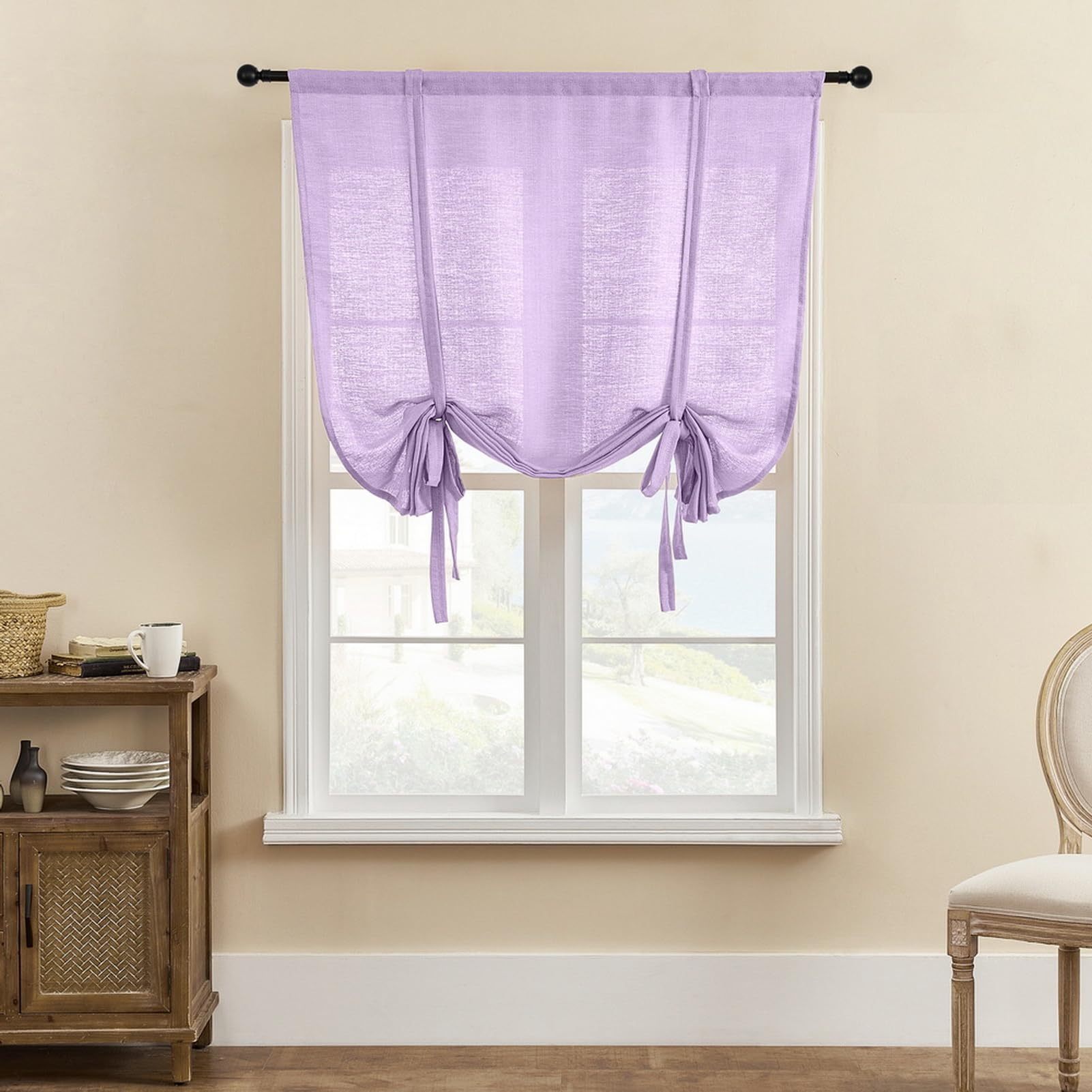 Store occultant violet 117x160cm avec nouettes pour petite fenêtre de chambre