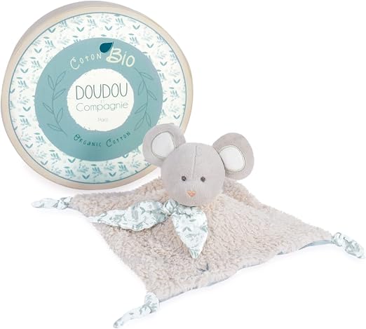 Doudou et Compagnie Doudou Souris Botanic Bio en Coton Écologique dans sa Boîte Bois