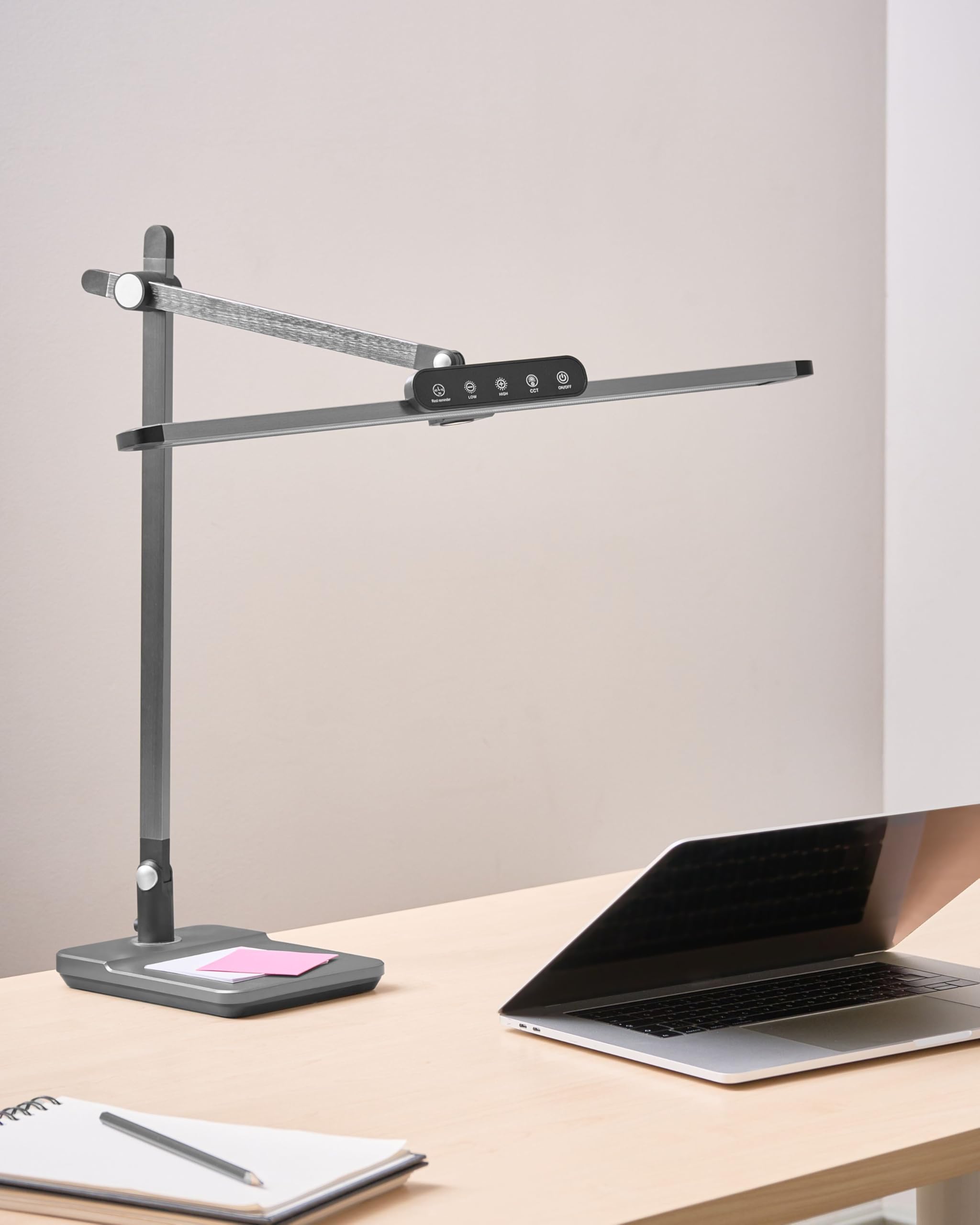 Beliani Schreibtischlampe LED grau verstellbar dimmbar modern für Homeoffice Serpens