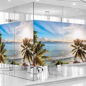 Amazon.com: Green White Teal Static Cling Decorative Window Film Vinyl ...