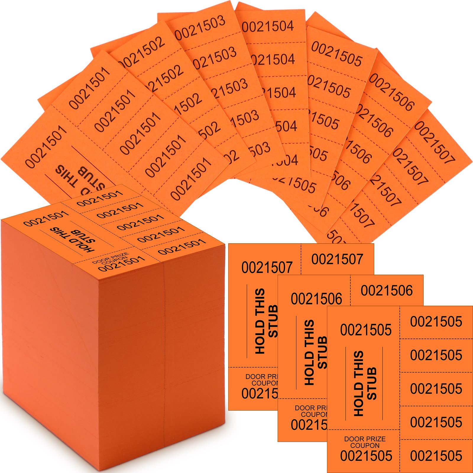 Kosiz 1000 Sheets 5 Bid Raffle Ticket Sheets Chinese Auction Tickets Numbers for Basket Events and Silent Auctions (Orange)