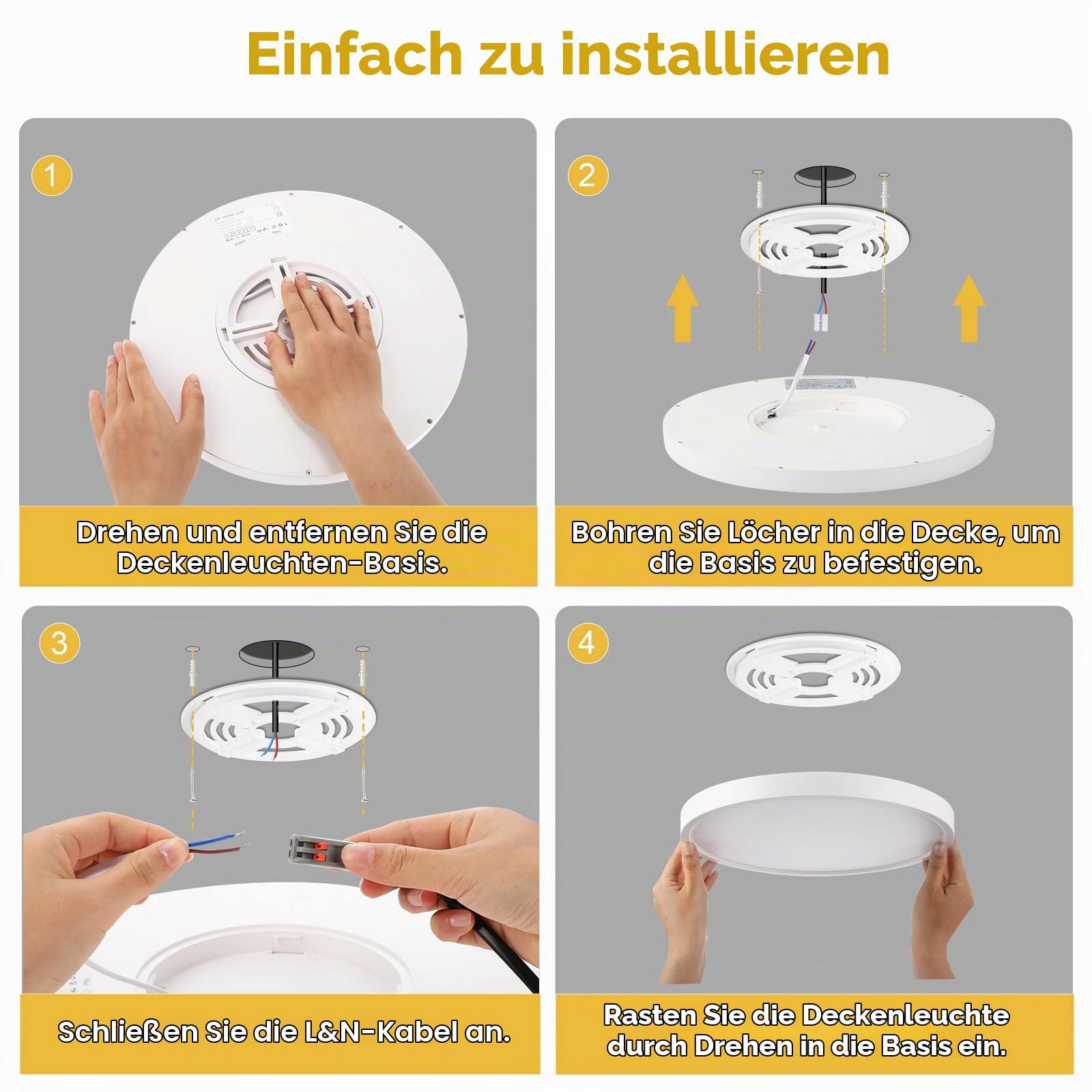 LED Deckenlampe mit Radar Bewegungsmelder 28W 2800LM, IP54 30CM Deckenleuchte mit Bewegungssensor, 3000K/4000K/6000K Lampe Dimmbar mit Fernbedienung, Flurlampe für Garage Treppe Keller Balkon