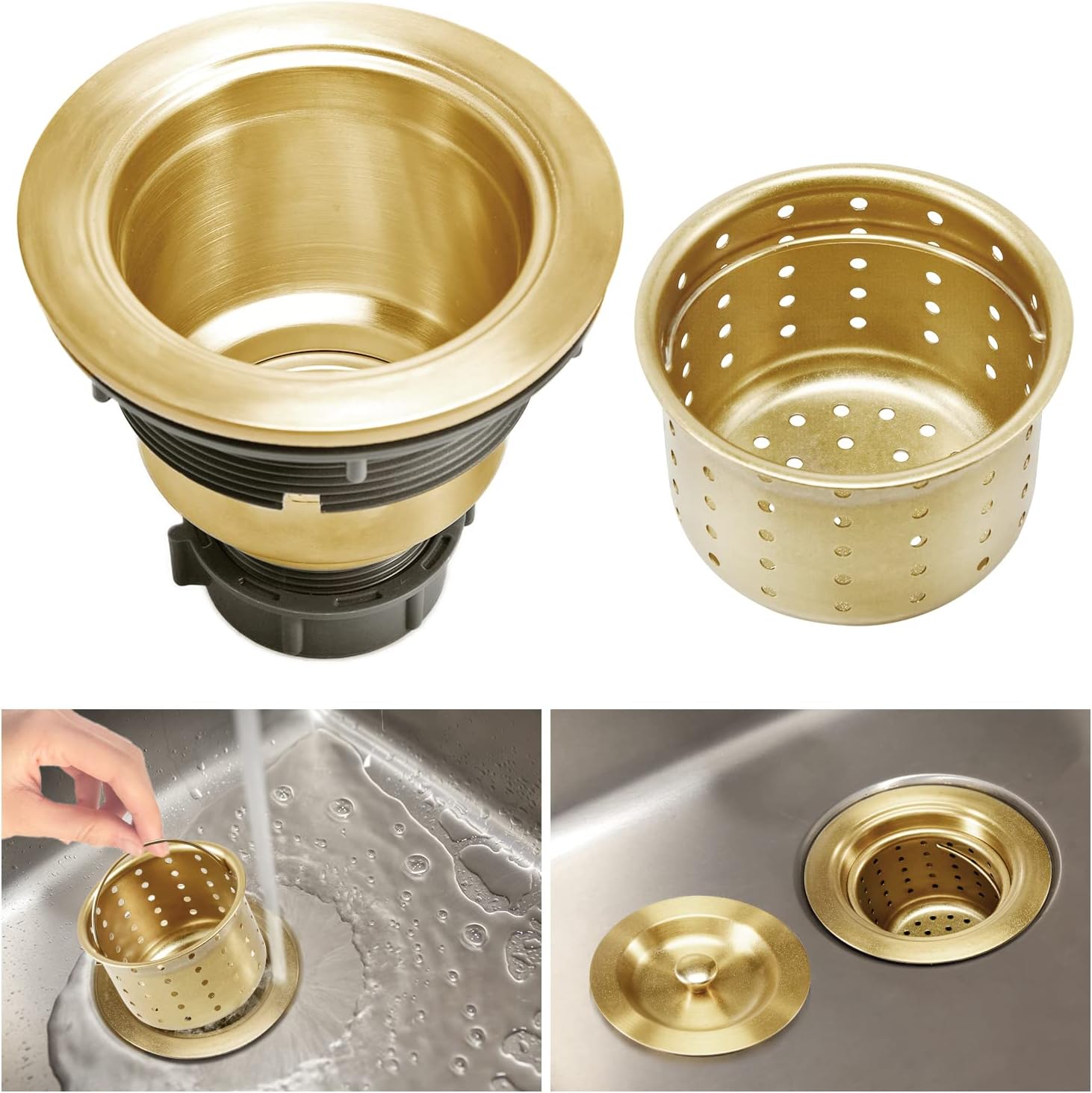 KONE 3-1/2 Inch Gold Sink Drain - Image 4