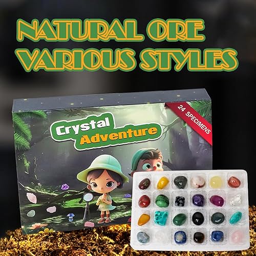 Miniatura 4 de Juego de caja ciega de cristal natural con 24 cristales de celosía, cristal curativo, colección de popularización de ciencia educativa para niños,