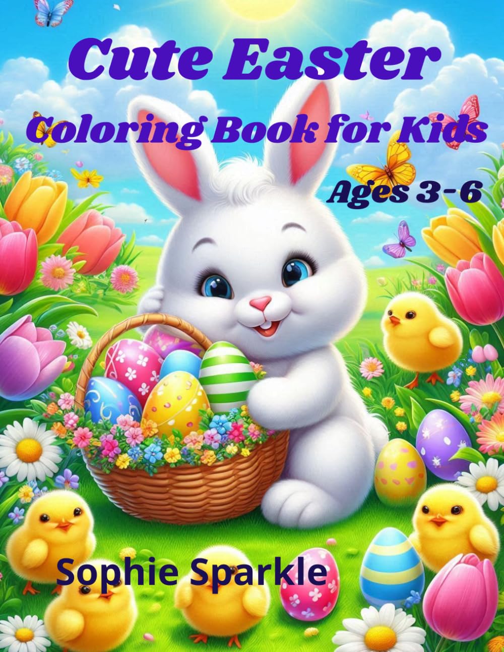 Cute Easter Coloring Book for Kids: Adorable Bunnies, Easter Eggs, Chicks and Spring Fun | 50 Cute and Easy Coloring Pages for Toddlers and Kids Ages 3–6