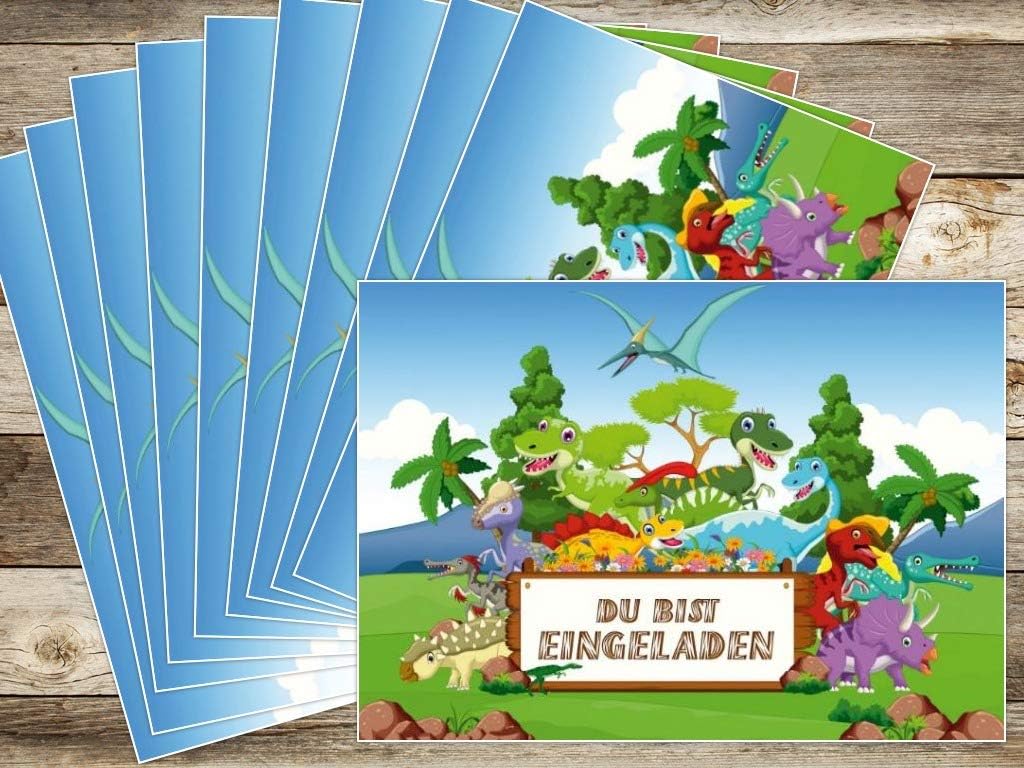 10 Dinosaur Invitations for Children's Birthday Party for Girls and Boys: Set of 10 Invitations for Children's Birthday or Museum (11049) - Image 5