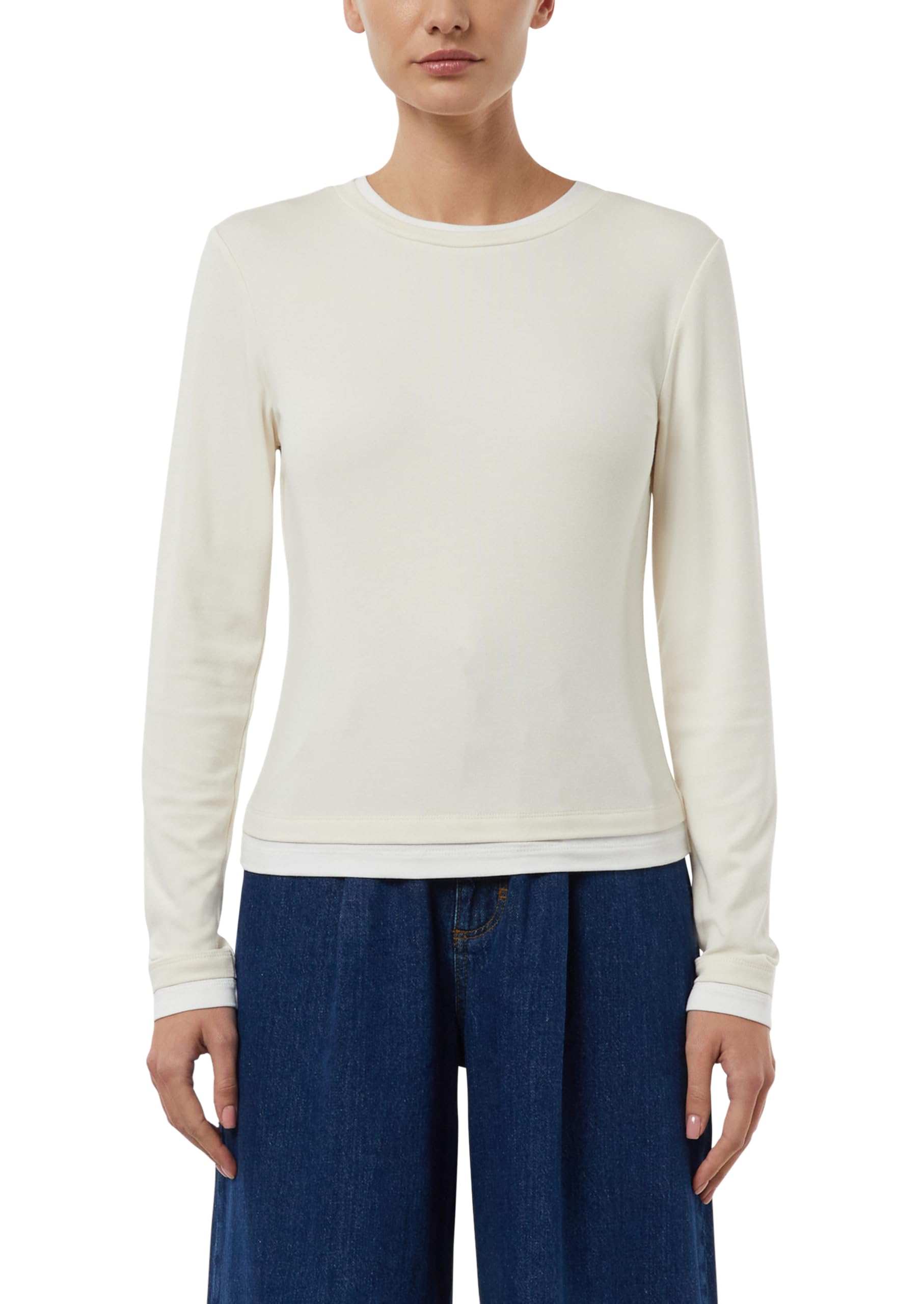 Comma Longsleeve aus Viskose mit Kontrast-Doppelbündchen