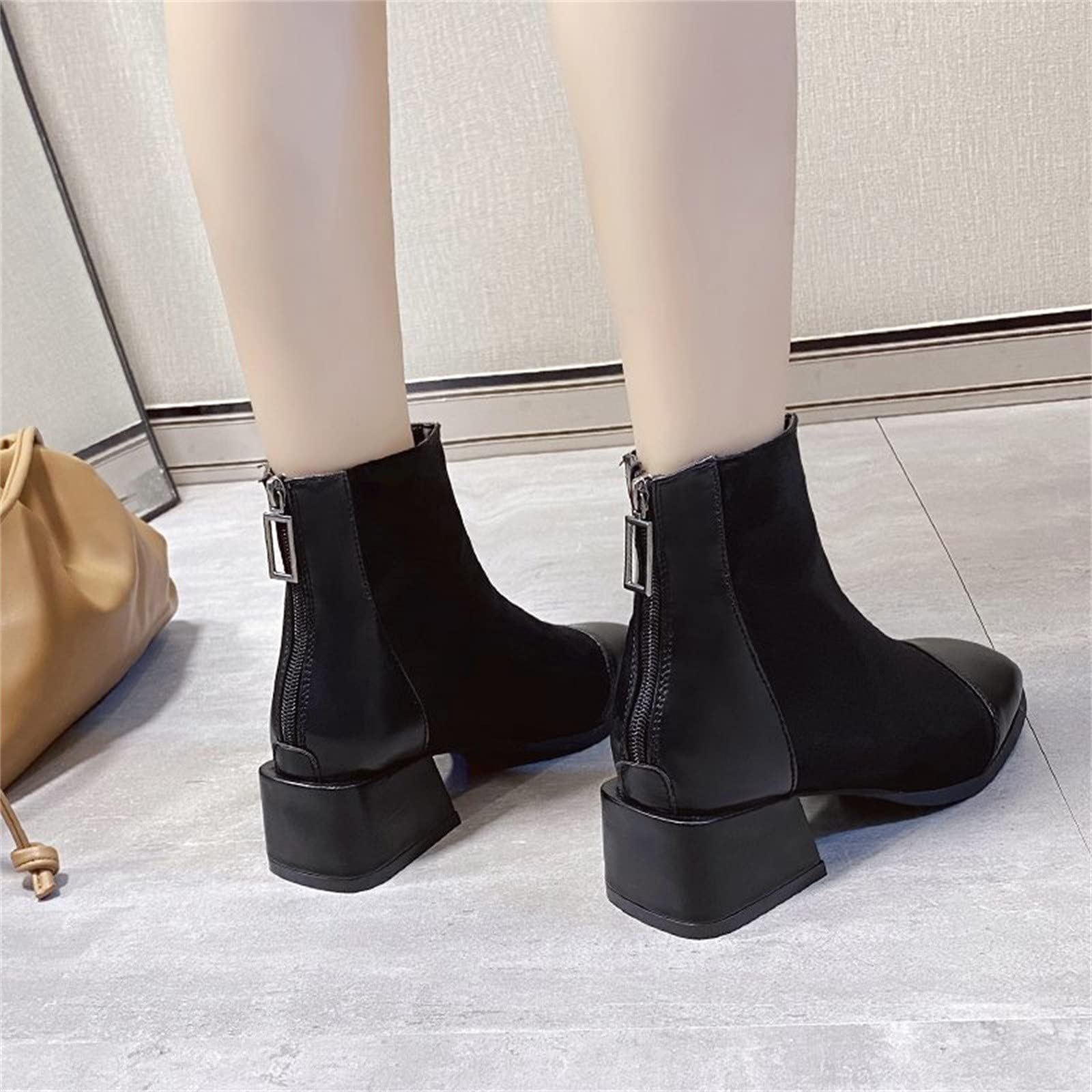 D G Scarpe Elastiche con Tacco Medio Tondo Stivali con Cerniera alla Stivali Corti da Donna Articoli Neonato