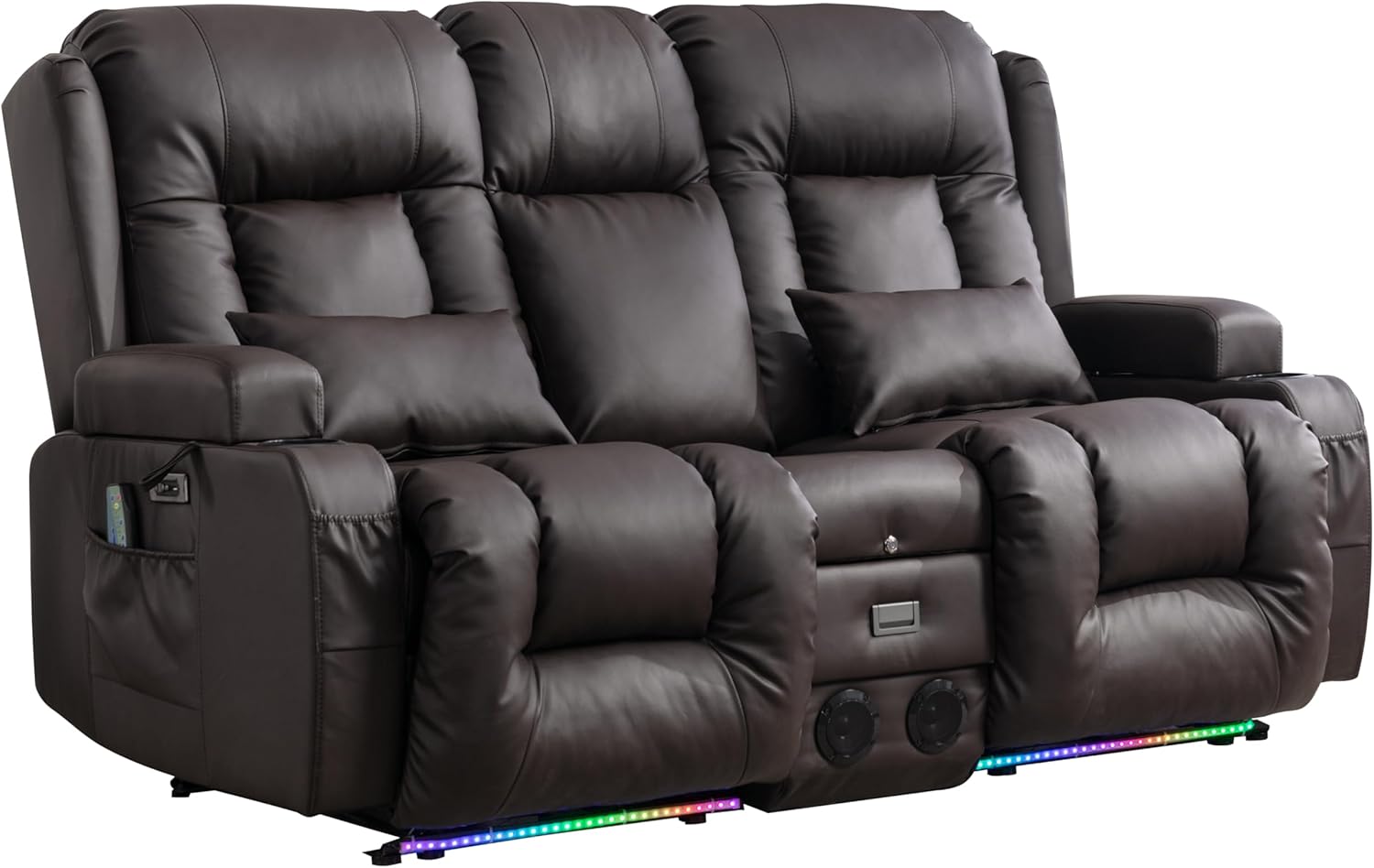 URRED Power Loveseat Recliner Sofa, PU Leather Home Theater