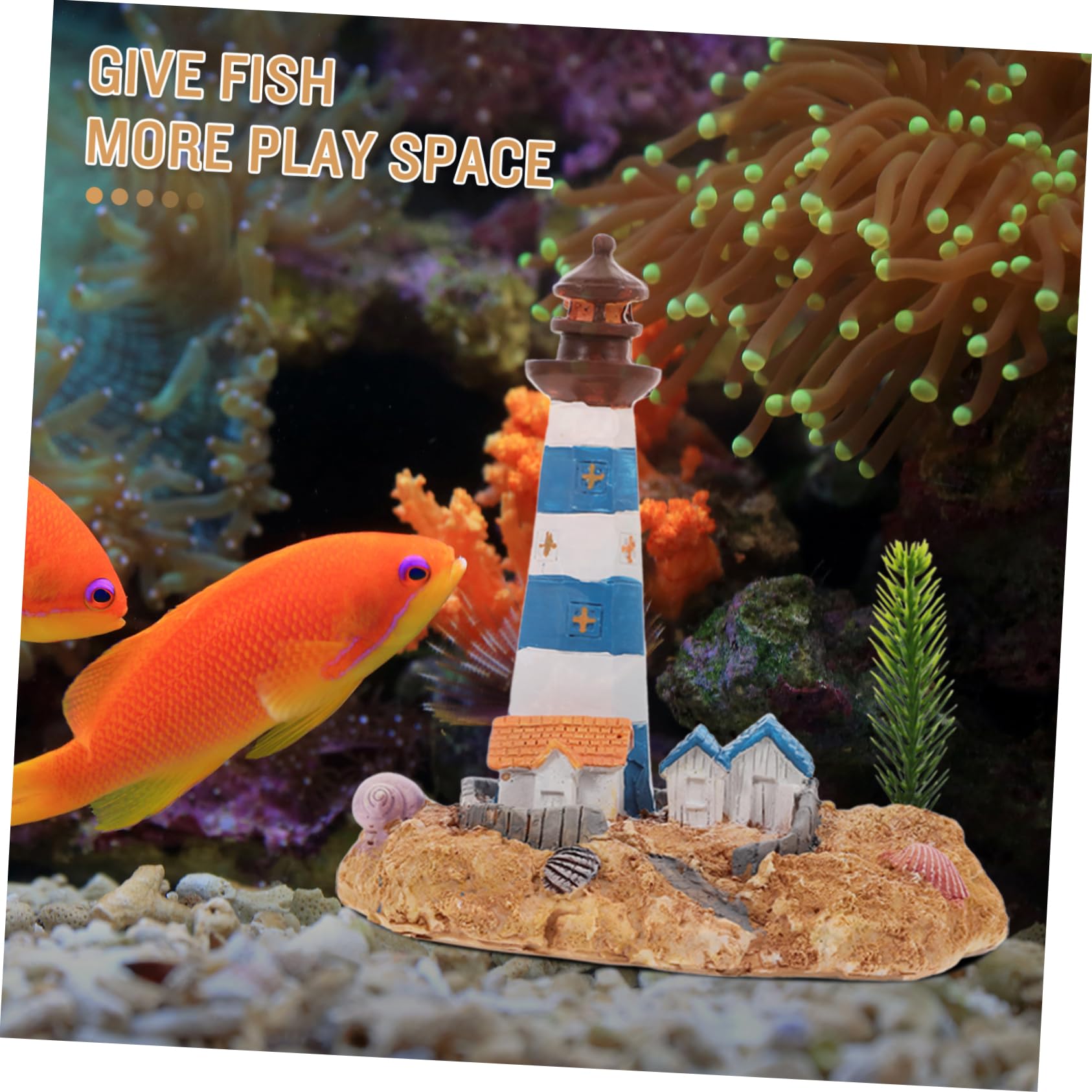 PRETYZOOM 3 Pz Ornamenti per acquari Decorazione marina Ornamento da scrivania del faro grotta delle decorazioni dell'acquario ornamento del faro micro paesaggio faro resina