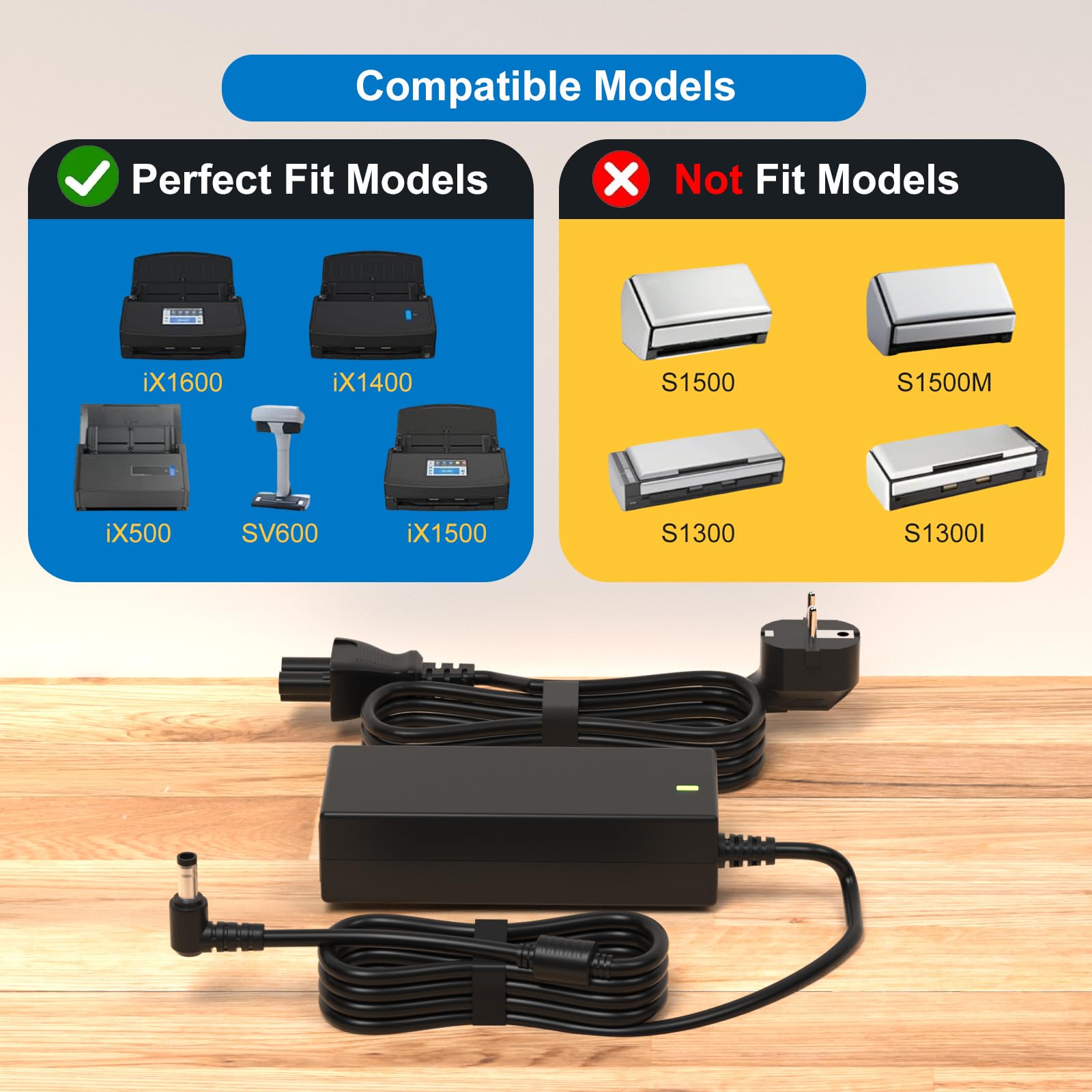 Adaptador de CA de 16 V Compatible con Fujitsu iX1600 iX1400 iX500 iX1500 SV600 S510 Cargador de Alimentación ScanSnap para Canon Pixma iP90 iP100 iP110 iP90v K10249 K10296 K30359