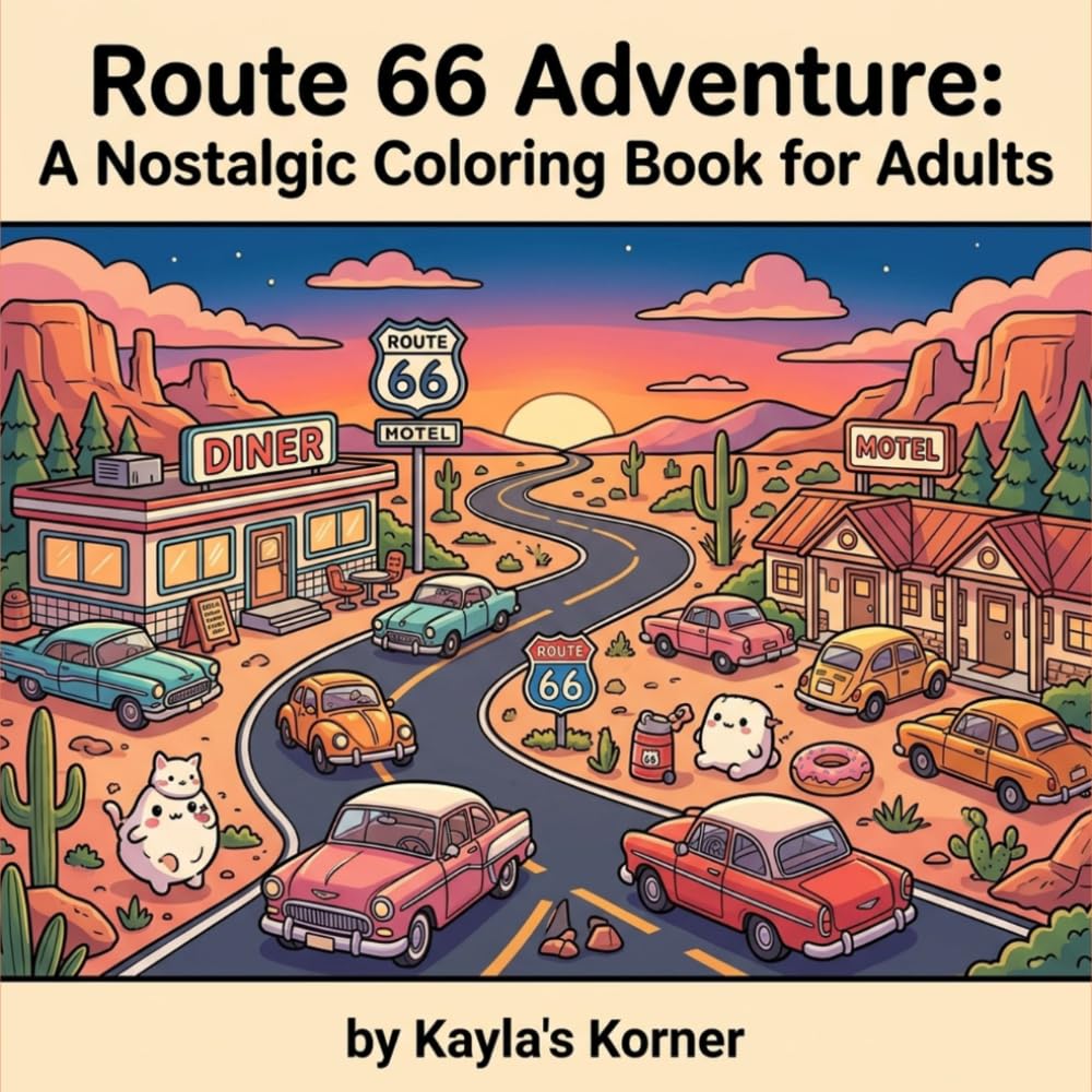 Route 66 Adventure: A Nostalgic Coloring Book for Adults