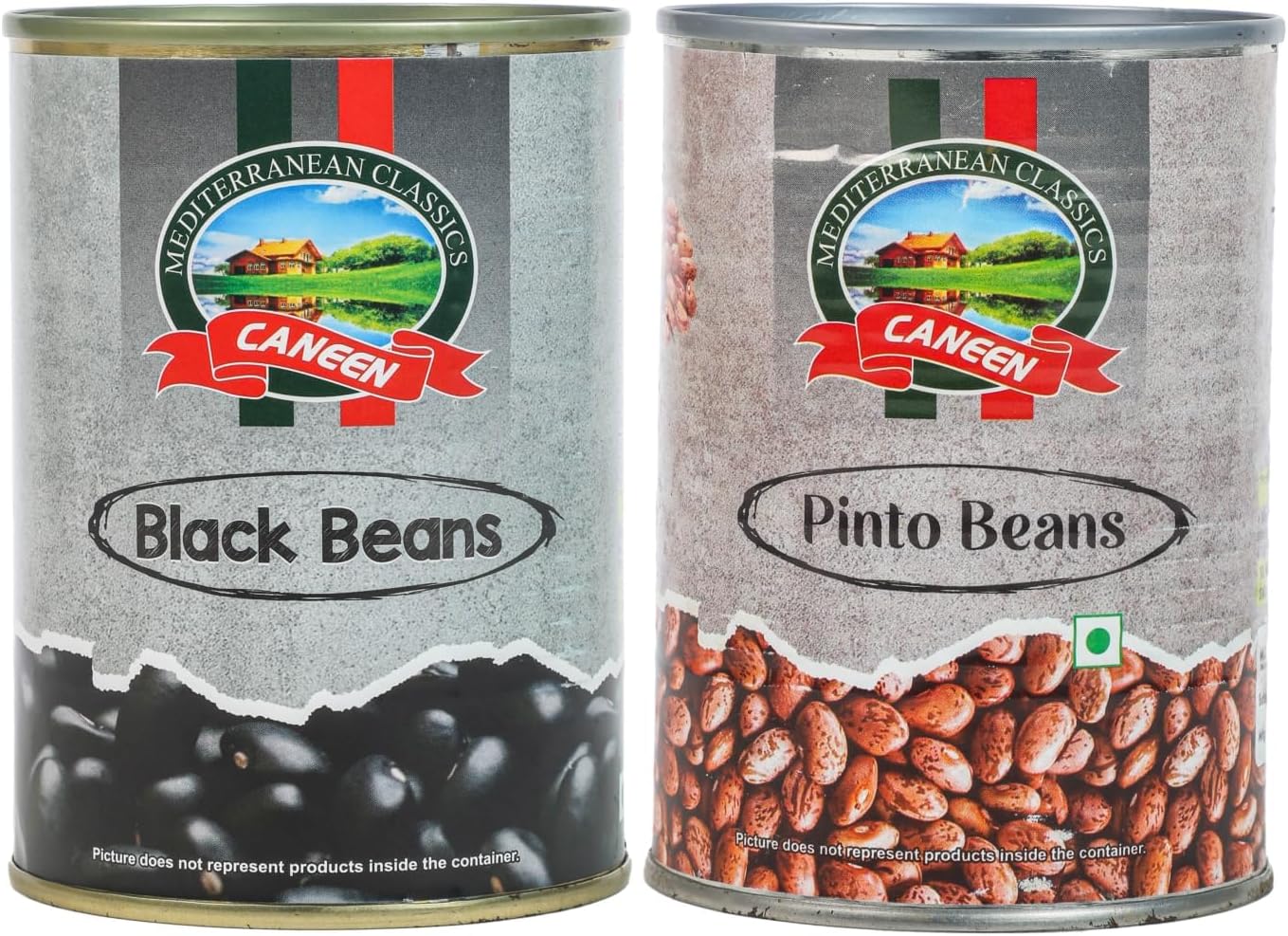 CANEEN Black Beans 400g, Pinto Beans 400g | High protein food | Bean Salad, Burritos, Black and White Rajma (Combo - Pack of 2 cans)
