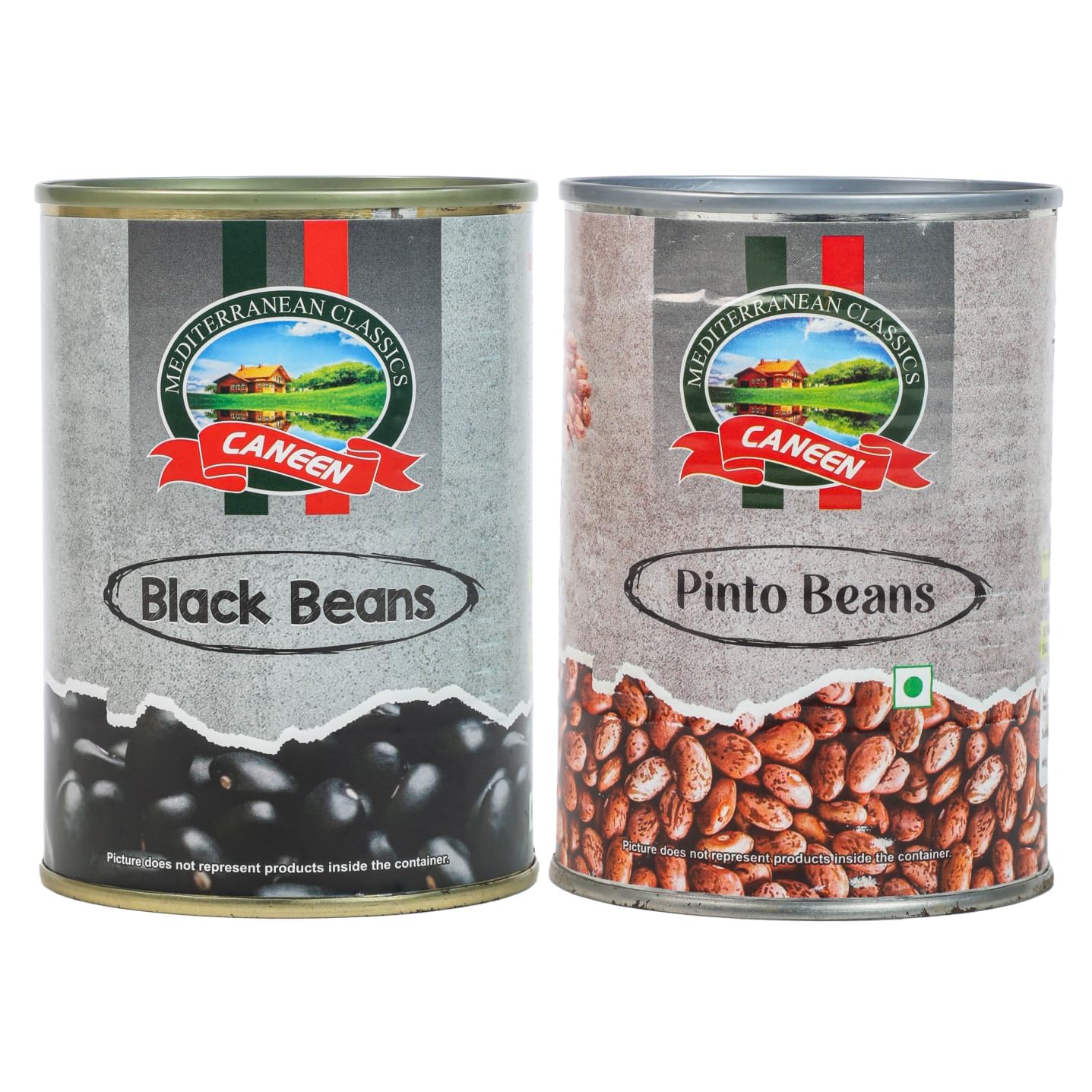 CANEEN Black Beans 400g, Pinto Beans 400g | High protein food | Bean Salad, Burritos, Black and White Rajma (Combo - Pack of 2 cans)