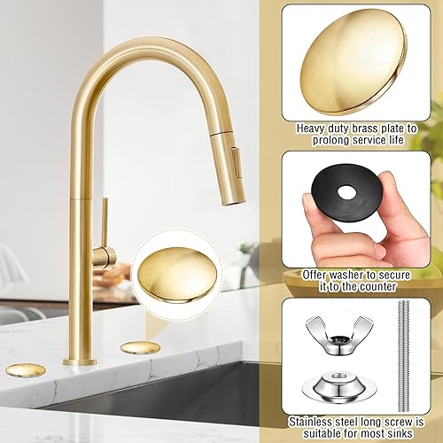 Vista 18 de LEIFIDE 2 piezas de 2 pulgadas para fregadero de cocina de 2 pulgadas, cubierta de orificio de grifo de acero inoxidable para fregadero de cocina