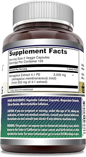 Miniatura 4 de Amazing Formulas Astragalus 2000 mg por porción Cápsulas Suplemento  Hecho de extracto de raíz de planta de astrágalo membranaceus puro  Sin OMG
