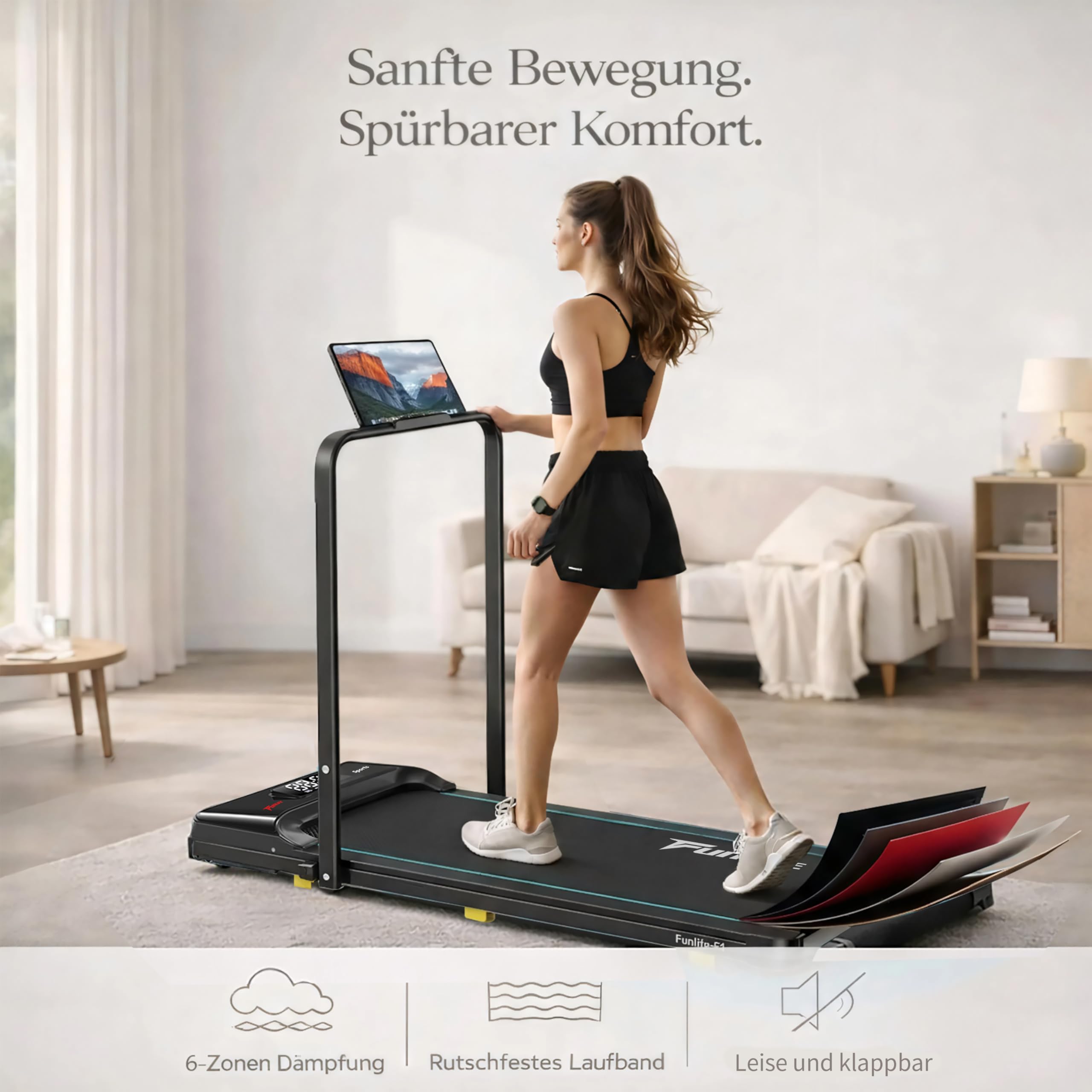 Caminadora/cinta de correr para el hogar, plegable, mini cinta de correr 3 en 1 con asa, silenciosa y plana, hasta 120 kg, adecuada para escritorio y oficina en casa, personas mayores y rehabilitación