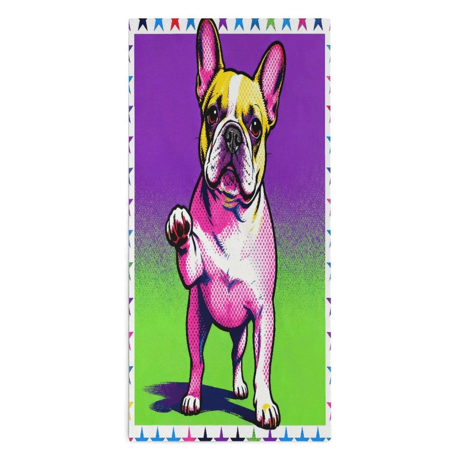 YUXBVKRS Neon Pup Print Hand Towels for Bathroom 14x29 Inch