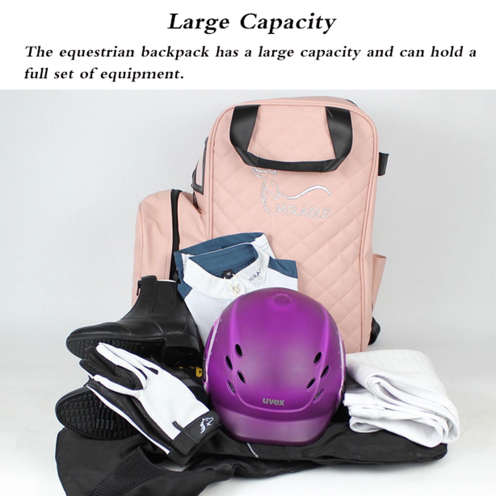 Mochila Ecuestre,Mochila para Botas de equitación con Compartimento,Bolsa de Montar,Impermeable,Fácil de Limpiar,Fácil de Llevar,Double The Comfort,para Montar y Montar