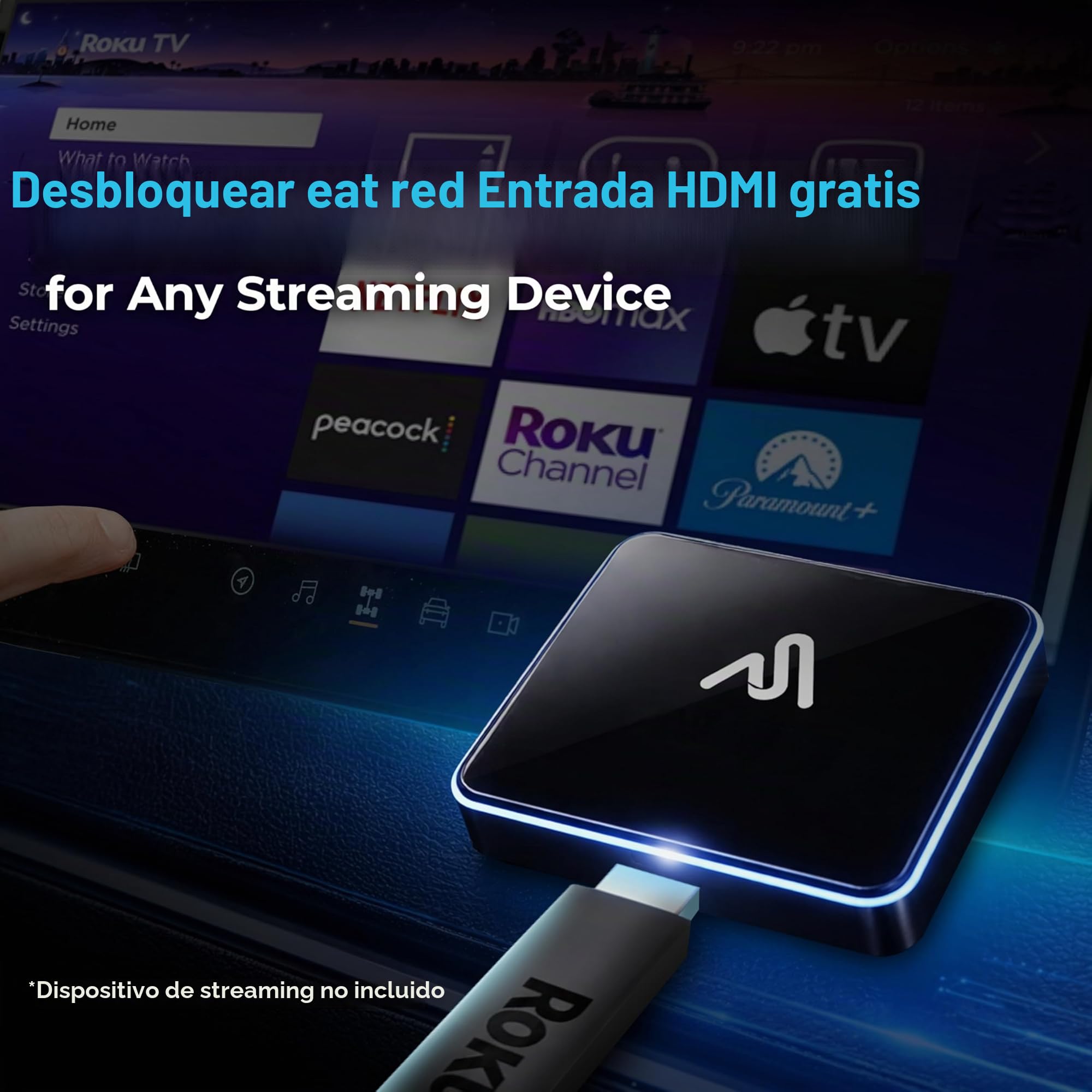 Autosky CPHM2 - Adaptador HDMI CarPlay y Android para TV de Coche, Convierte CarPlay o Android en conexión HDMI inalámbrica