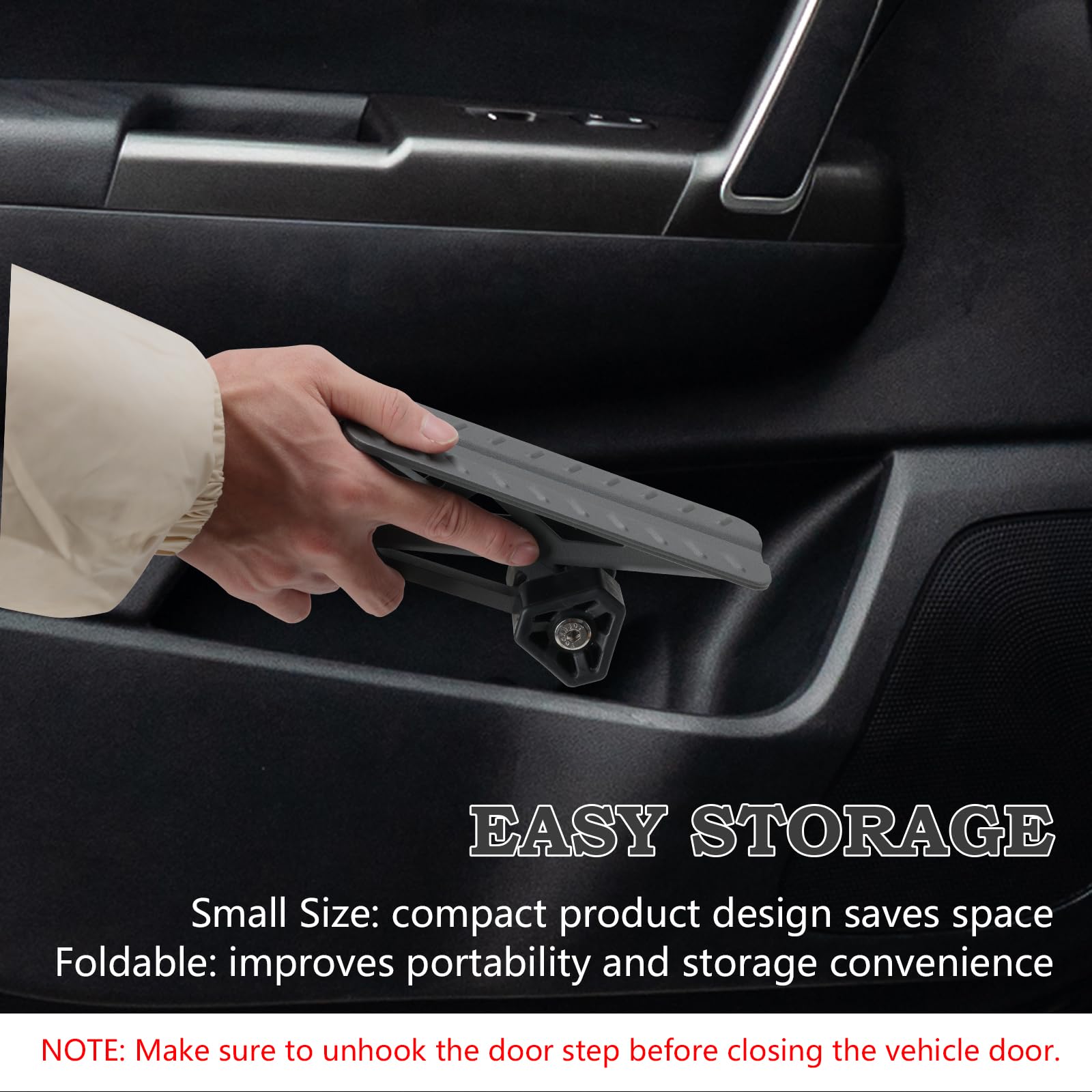 COWVIE Escalón plegable para puerta de auto: Escalón para acceso al techo del vehículo para ambos pies, Escalera para la mayoría de SUV, Camiones, Jeep, Color Negro