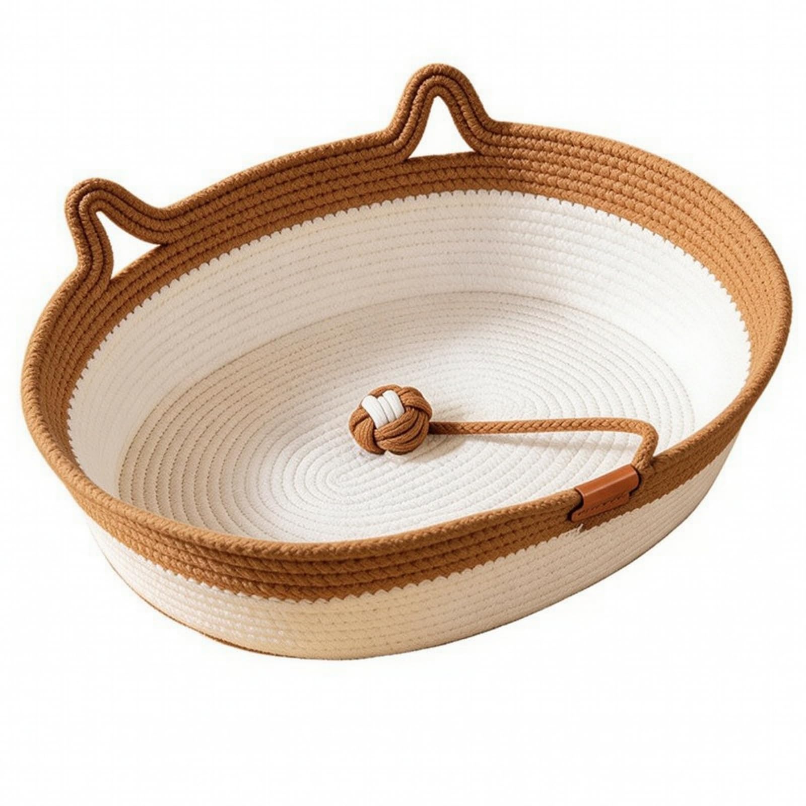 Cuccia Intrecciata per Gatti Morbido, 麻藤席窝-咖色, 特大号60 45cm | Decorativo, Cuccia a Cesto, Lavabile, per Casa, Cuccioli