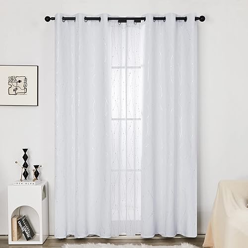 Miniatura 7 de Deconovo Cortinas opacas negras para sala de estar, cortinas de 84 pulgadas de largo (52 x 84 pulgadas, 2 paneles), paquete de cortinas opacas con
