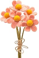 GlaciartOne Handmade Felt Flowers Bouquet - 5pc Pastel Artificial Flowers, Reusable Washable Essential Oil Diffuser with Bendable Stems