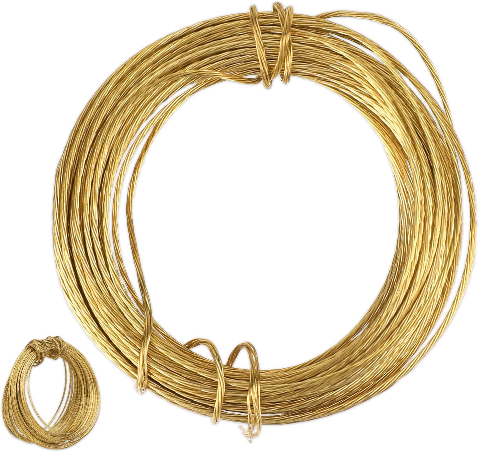 Picture Hanging Brass Wire, 32.5 Feet(10m) Braided Picture Wire Heavy Bare Copper Wire Gold Wire Flexible Steel Wire Meta for Photo Frame Mirror Artwork Clock Hanging Supports up to 30lbs