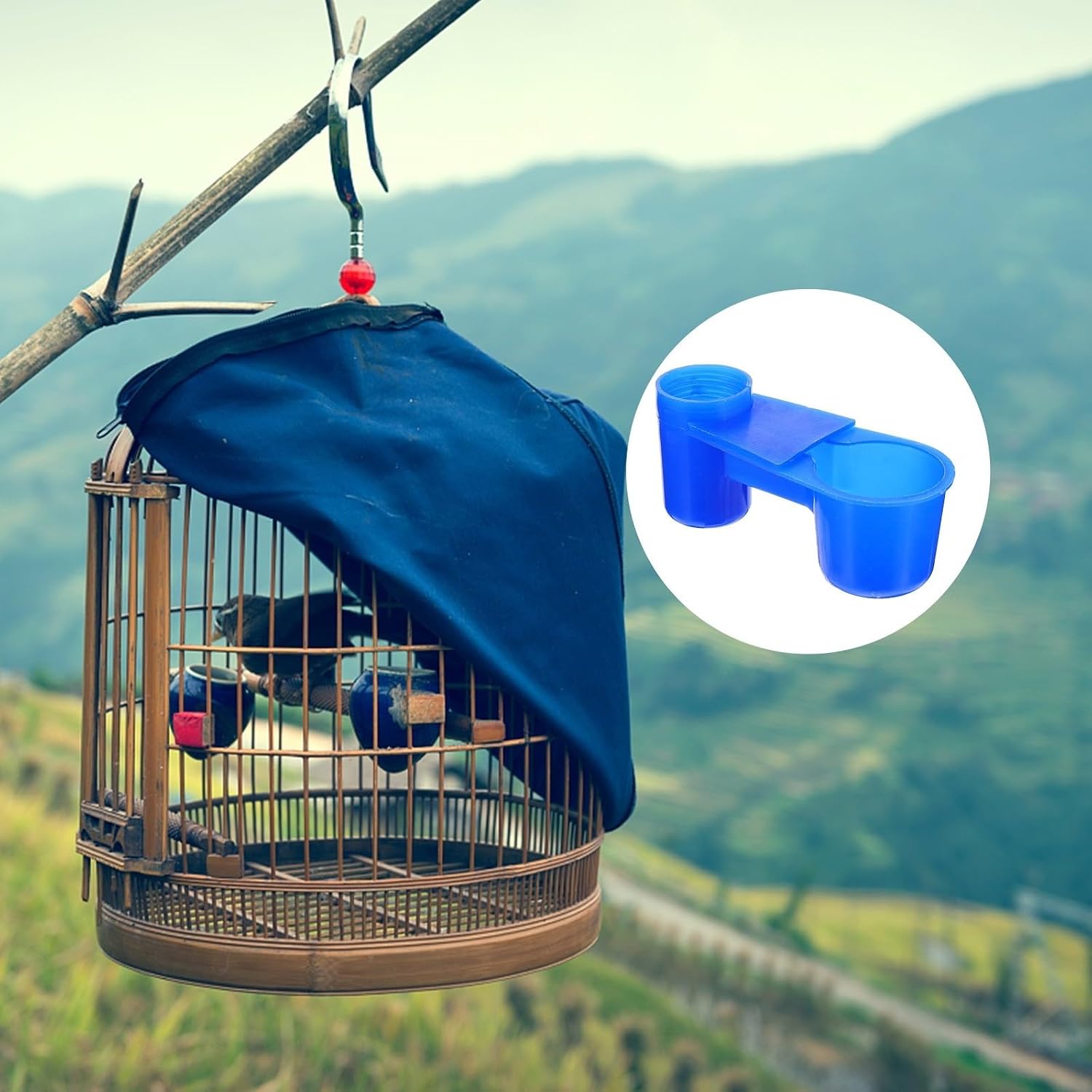 20pcs Blue Plastic Pigeon Water Dispenser for Bird Cage with Stable Design and Convenient Water Bottle and Pigeons