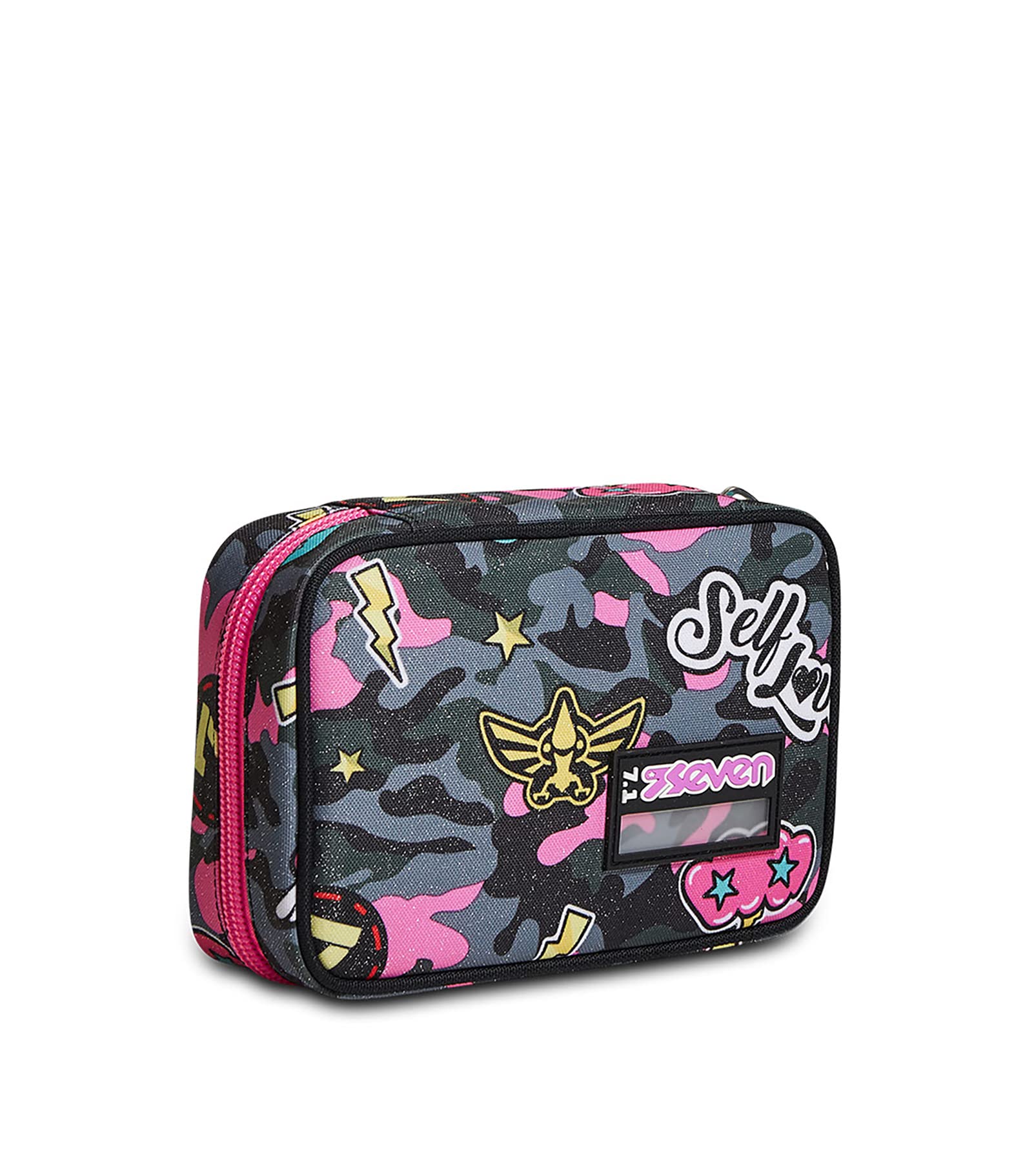 Astuccio Scuola Seven Speed Pad - Camoulove Girl Ragazza - Completo di Matite, Pennarelli - Grigio, Rosa