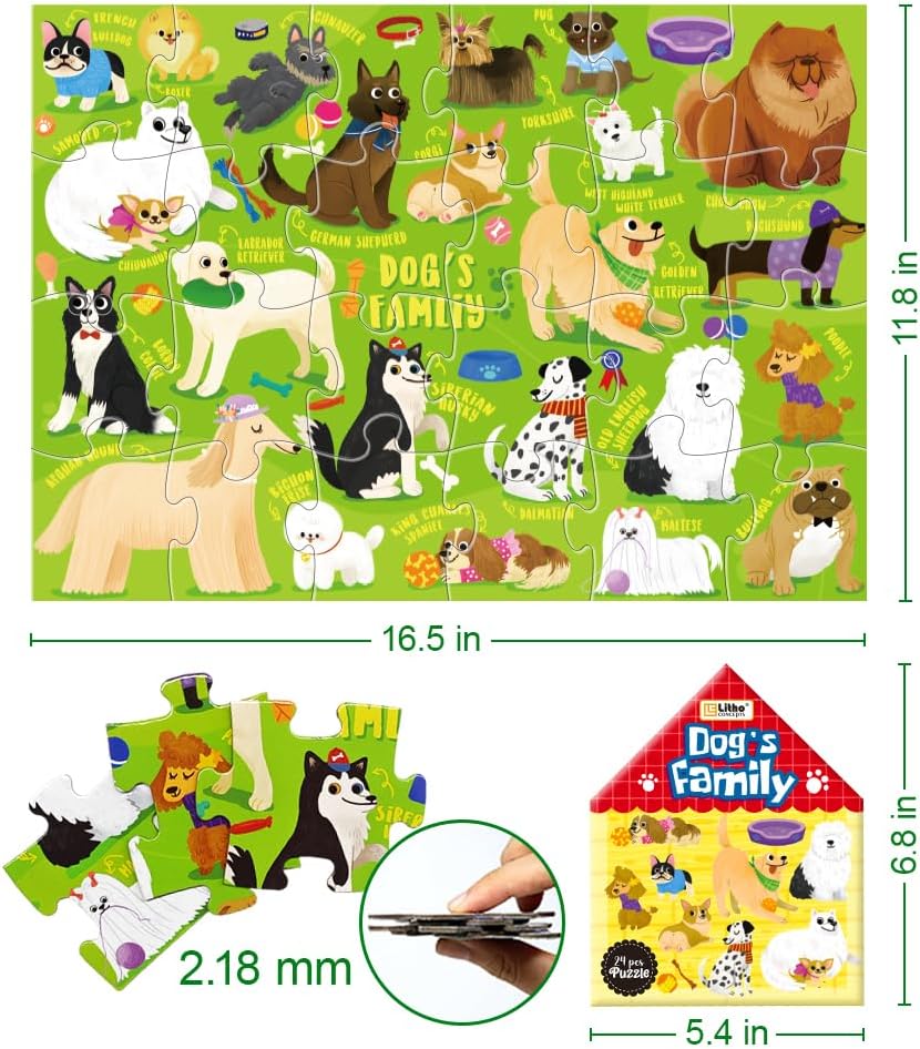 24 Piece Puzzles for Kids Ages 3-5,Puppy Dog Puzzles for Kids, Toddler Puzzles for Dog Lovers & Owners,Preschool Learning Activities Educational Toys for 3 Year Old