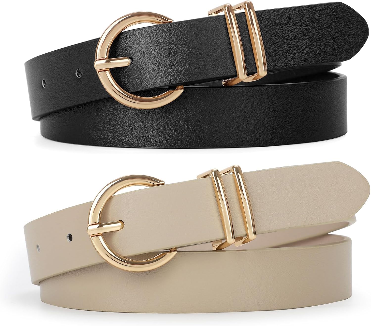 VONMELLI 2 Pack Kids Leather Belts for Girls Fashion O-Ring Buckle belts for Teen Girls Jeans school uniforms