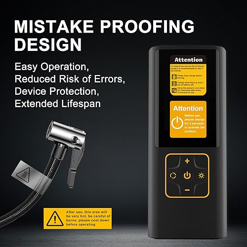 Miniatura 9 de Inflador de neumáticos, compresor de aire portátil, bomba de aire inalámbrica de 150 PSI, con manómetro digital de color, inflado 3 veces más