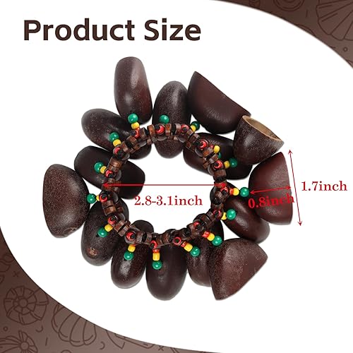 Vista 24 de Pulsera tobillera con sonajero de semillas de Cacho, 2 unidades, pulsera africana de concha de nuez, accesorios de percusión natural, instrumento