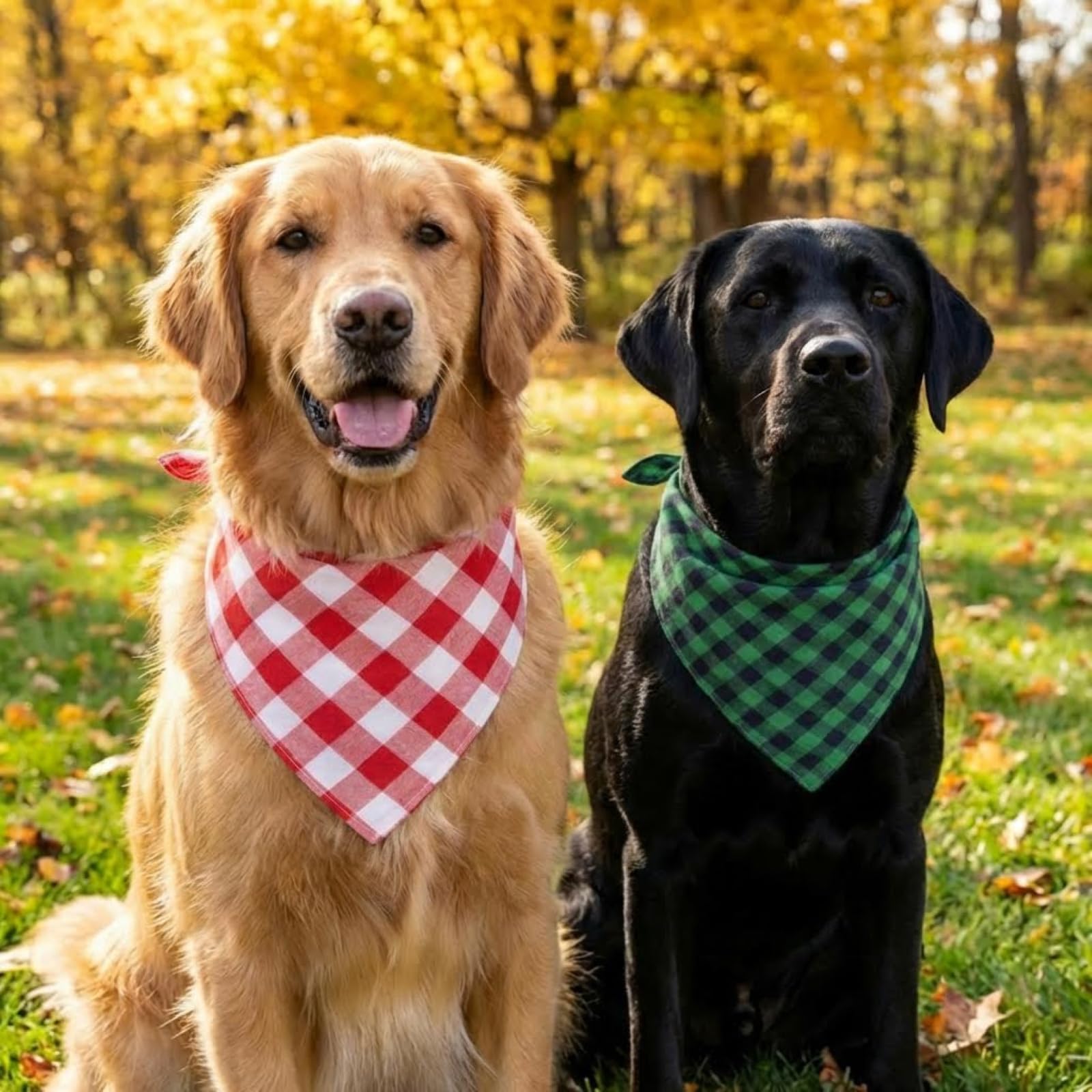 Dog Bandanas 1 Pack; Cotton Linen Red Bandana Checkered for Large Dogs; Soft Breathable Dog Accessories; Holiday Dog Apparel & Accessories — view 4