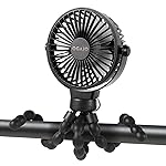 Portable Stroller Fan Personal rechargeable USB Fans With 5200mAh 3 Speeds Battery Small Baby Car Seat Mini Handheld Clip On Fan for Pram Crib Bike Treadmill Outdoor Camping Travel and Student Desk