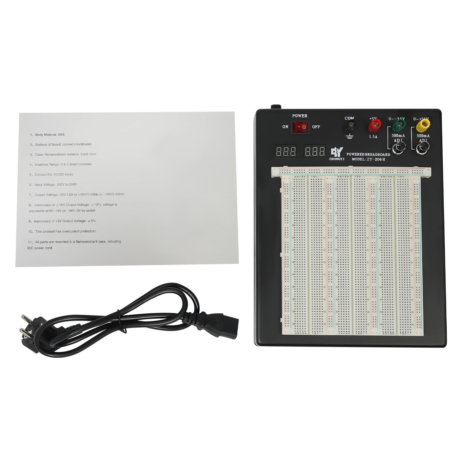 Breadboard, kit di alimentazione da laboratorio, set di progetti elettronici, senza saldatura, set di progetti elettronici