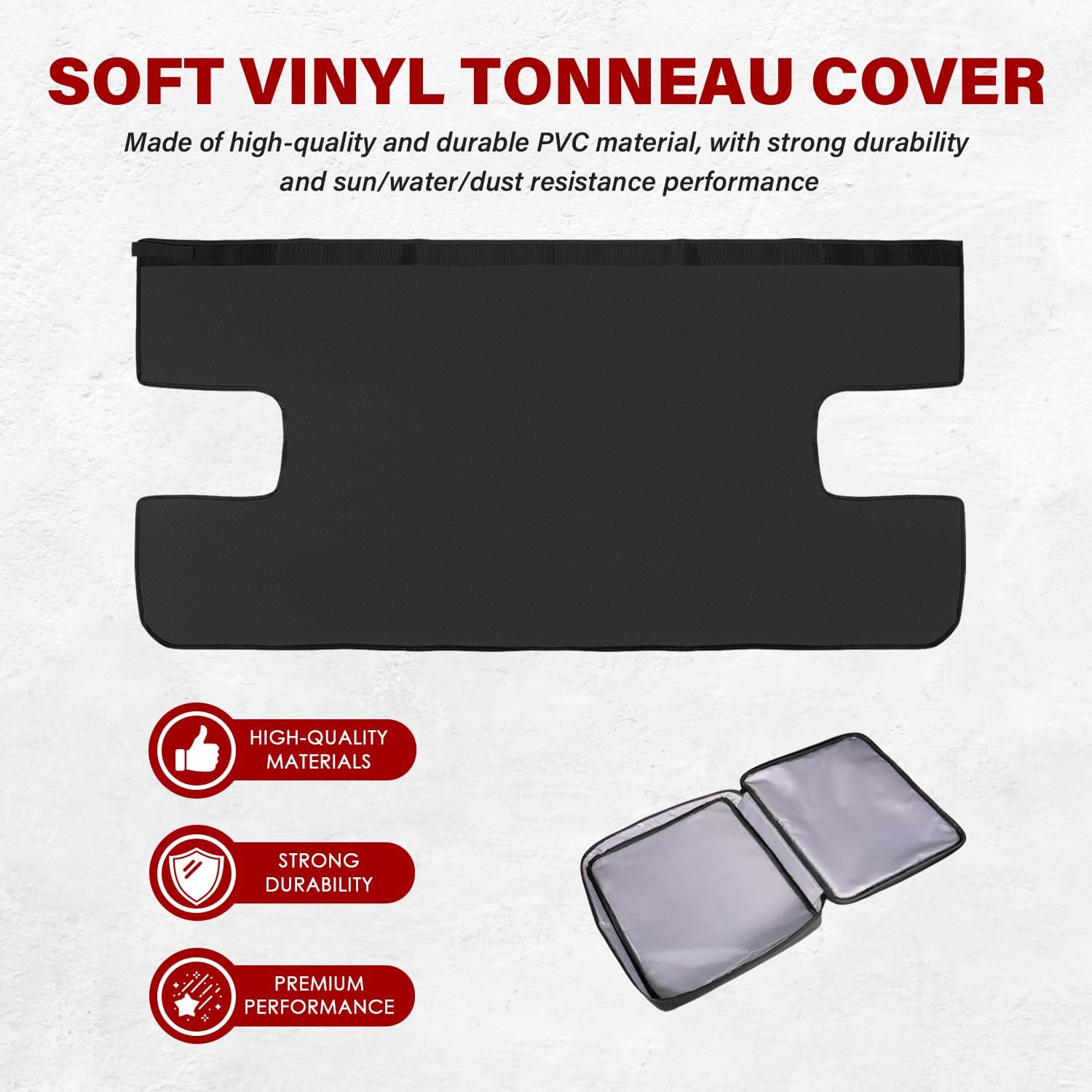 Soft Vinyl Tonneau Cover Fit for Jeep Wrangler JL Unlimited & Jeep Gladiator JT (2018-2025) 4-Door Rear Trunk Sunshade Sun and Dust Protection Cover