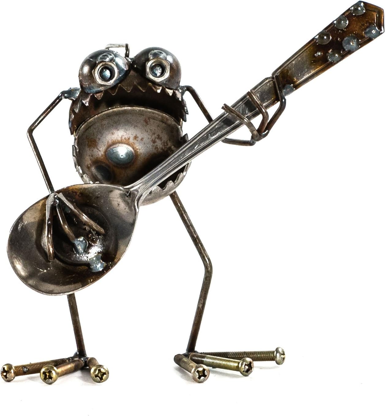 Gnome Be Gone Mini Guitarist Welded Scrap Metal Art Sculptures Item #1039