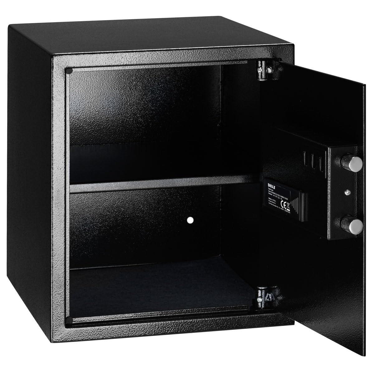 BAKAJI Cassaforte Elettronica di Sicurezza con Box Batteria Esterno, Cassetta Porta Valori e Documenti Antiscasso per Casa, Hotel, Armadio a Muro Parete o Indipendente, 40 x 35 x 40 cm (Nero)