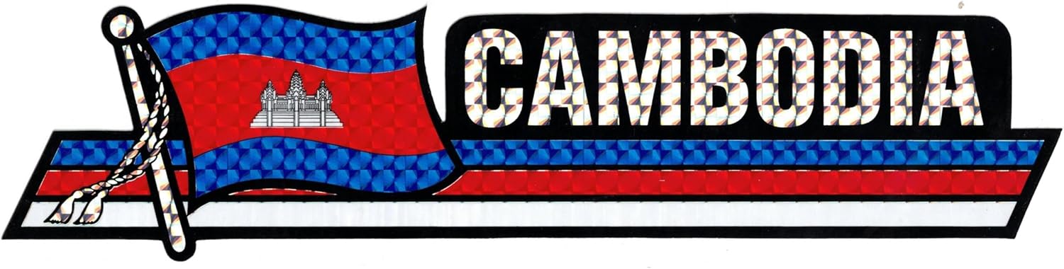 Pack of 50 Cambodia Flag 3"x12" Reflective Decal Bumper Sticker DCX-044