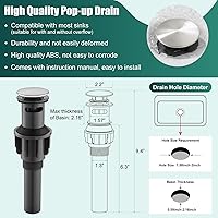 Vista 8 de Heyalan Grifo de lavabo de baño de un solo agujero, 1 mango, montaje en cubierta, de latón, grifo mezclador de baño con drenaje, alcance de boquilla