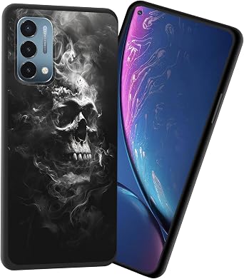 for OnePlus Nord N200 Case,Premium Soft Silicone Slim Rubber Full Body Drop Protection Shockproof Cover Phone Case for OnePlus Nord N200,Cool Skull Smoke