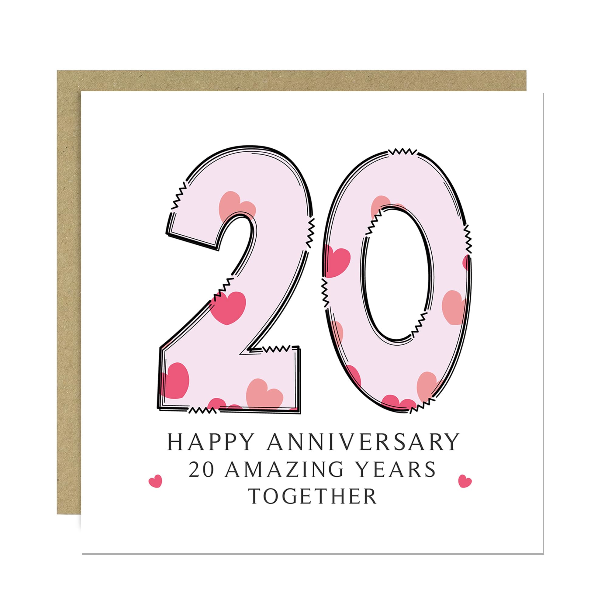 RED OCEAN Wedding Anniversary Card With Envelope Included 1st 2nd 3rd 4th 5th 10th 20th 30th 40th 50th Anniversary Cards For Husband Wife Couple Boyfriend Girlfriend (20th Anniversary Card)