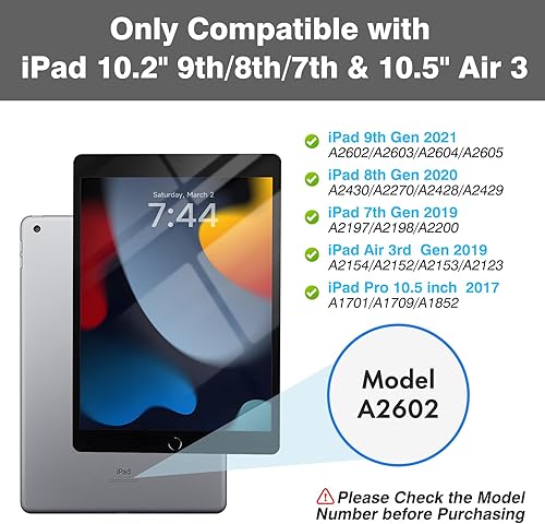 Miniatura 2 de OYEEICE Funda para iPad de 9 generación con teclado de 10.2 pulgadas 2021, teclado BT desmontable con magnético, funda para iPad Air de 3 generación