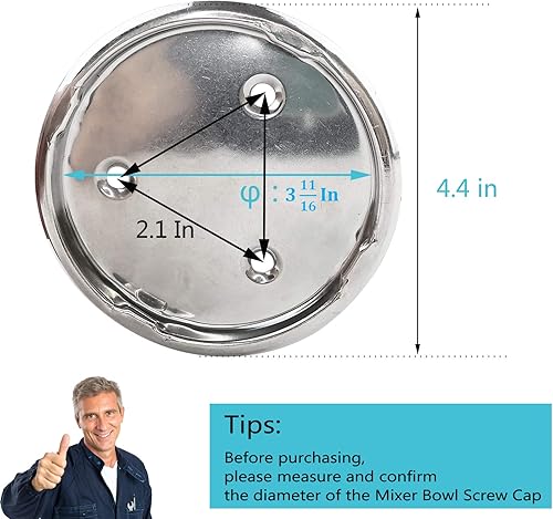 Miniatura 3 de W10191926 Tapa de rosca para tazón mezclador, pieza de repuesto para Whirlpool, KitchenAid, mezclador Kenmore, reemplazo 4163032, WPW10191926,