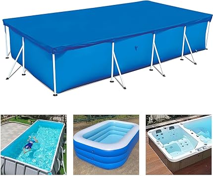 Rectangular Swimming Pool Cover, 400 x 211 cm Blue Universal Waterproof Pool Cover for Above Ground Pools, Easy Set, Washable, Pool Protection