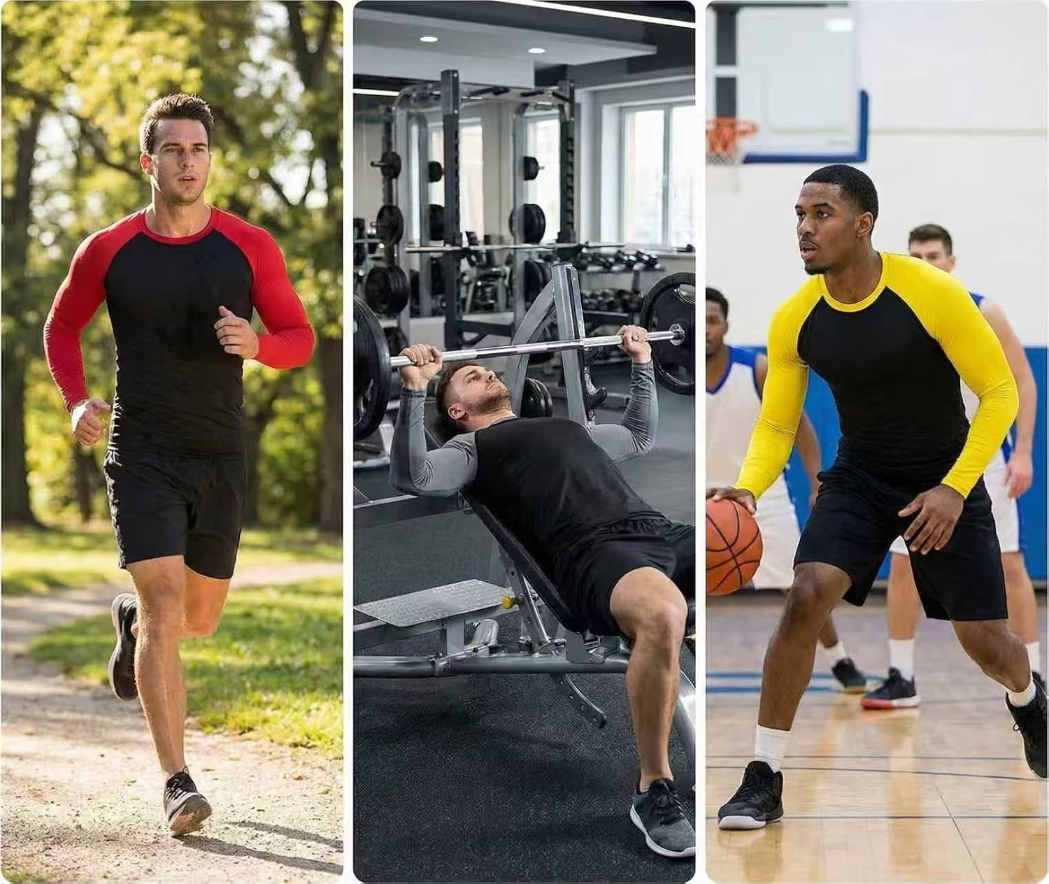 Men's Compression Shirt Long Sleeve 5-Pack, Athletic Base Layer Workout Top, Moisture Wicking Gym Running T-Shirt Set - Image 6