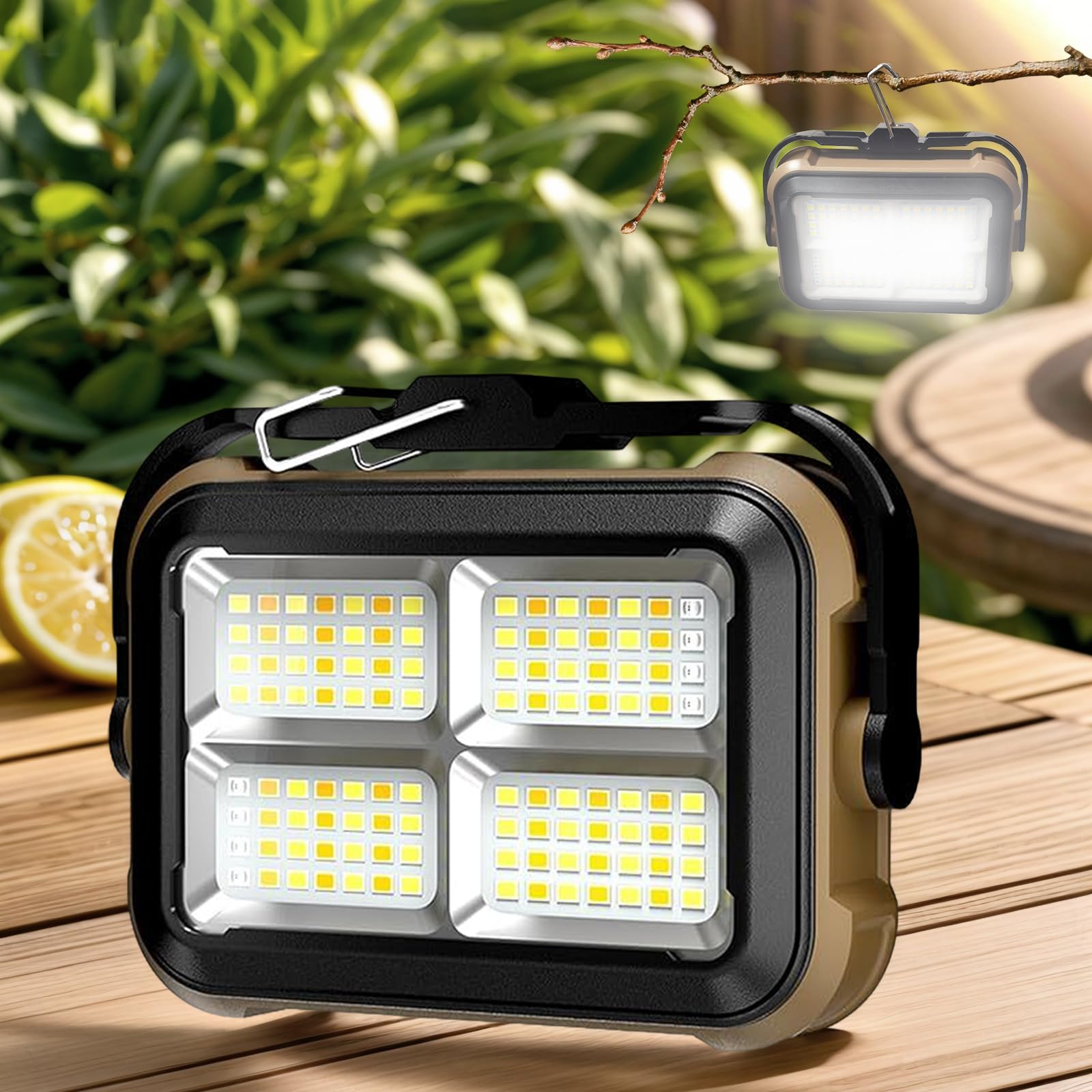 laiqianle LED ランタン キャンプランタン 超高輝度 4400mAh ソーラー ランタン 3000LM COBライト 3段階調光 4色切替 磁気設計 ソーラー充電/Type-C充電 SOSモード IPX6防水 夜釣り 防災 停電対応 小型軽量 取扱説明書付き